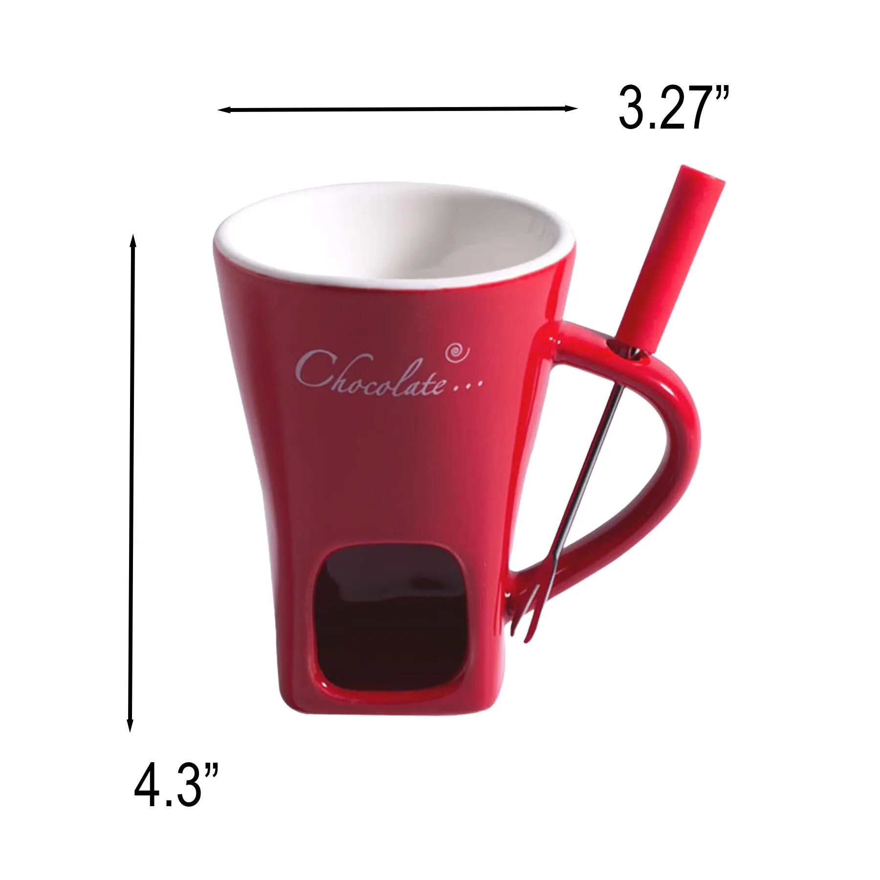 Gift Box Ceramic Chocolate Fondue Mug With Fork Holder - Image 2