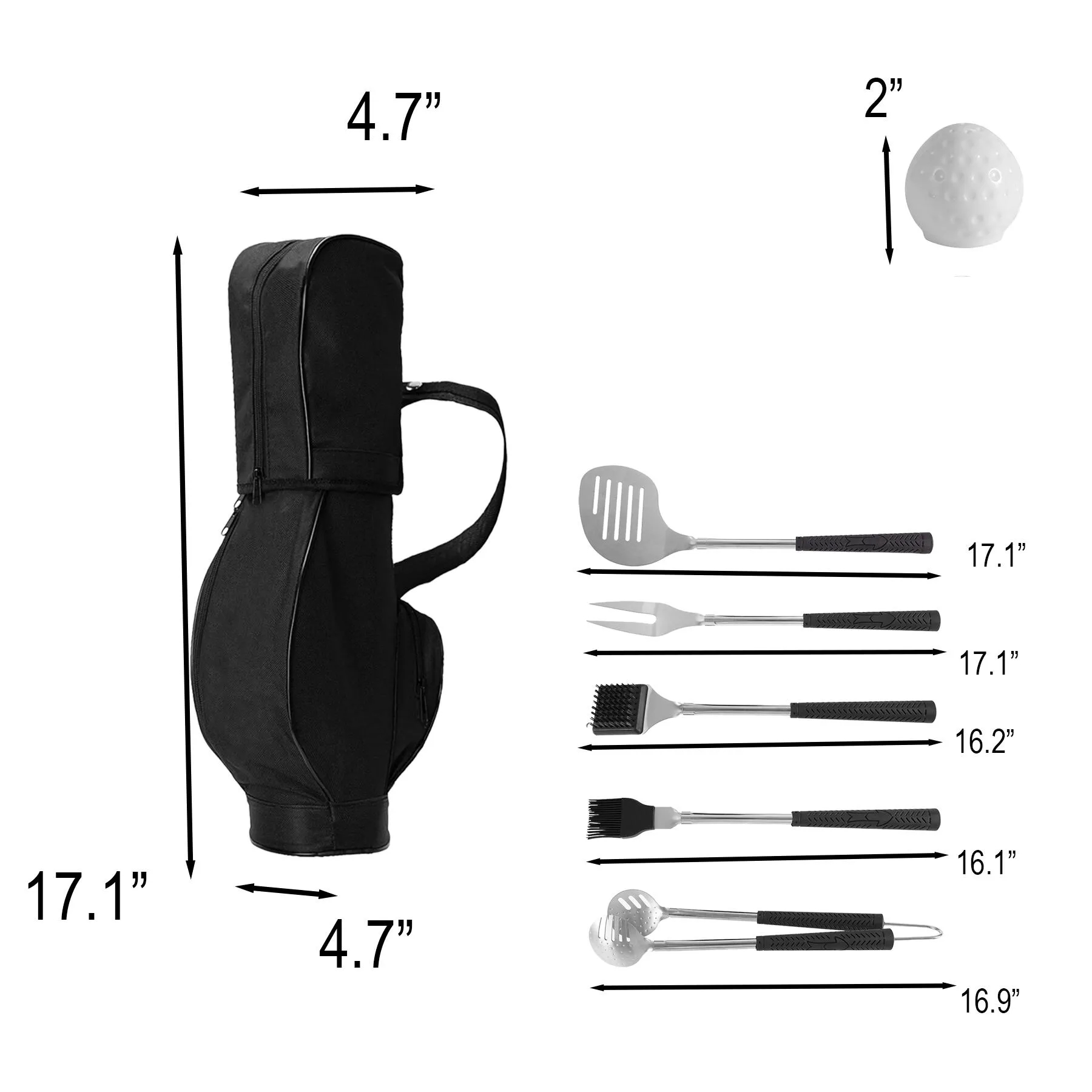 Golf Club Style Stainless BBQ Tool Set With Carry Case - Image 2