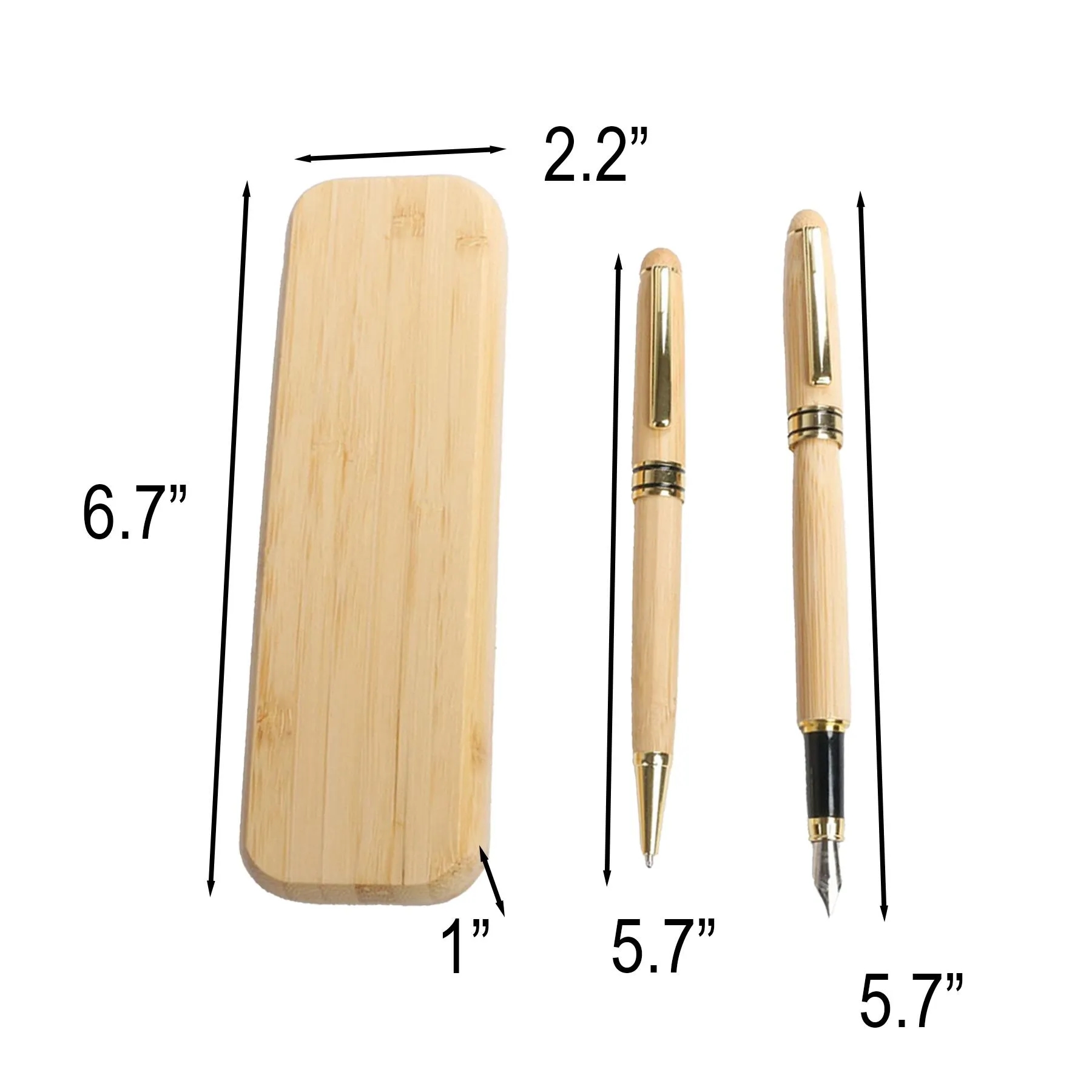 Executive Bamboo Fountain And Gel Pen Set With Wood Case - Image 2