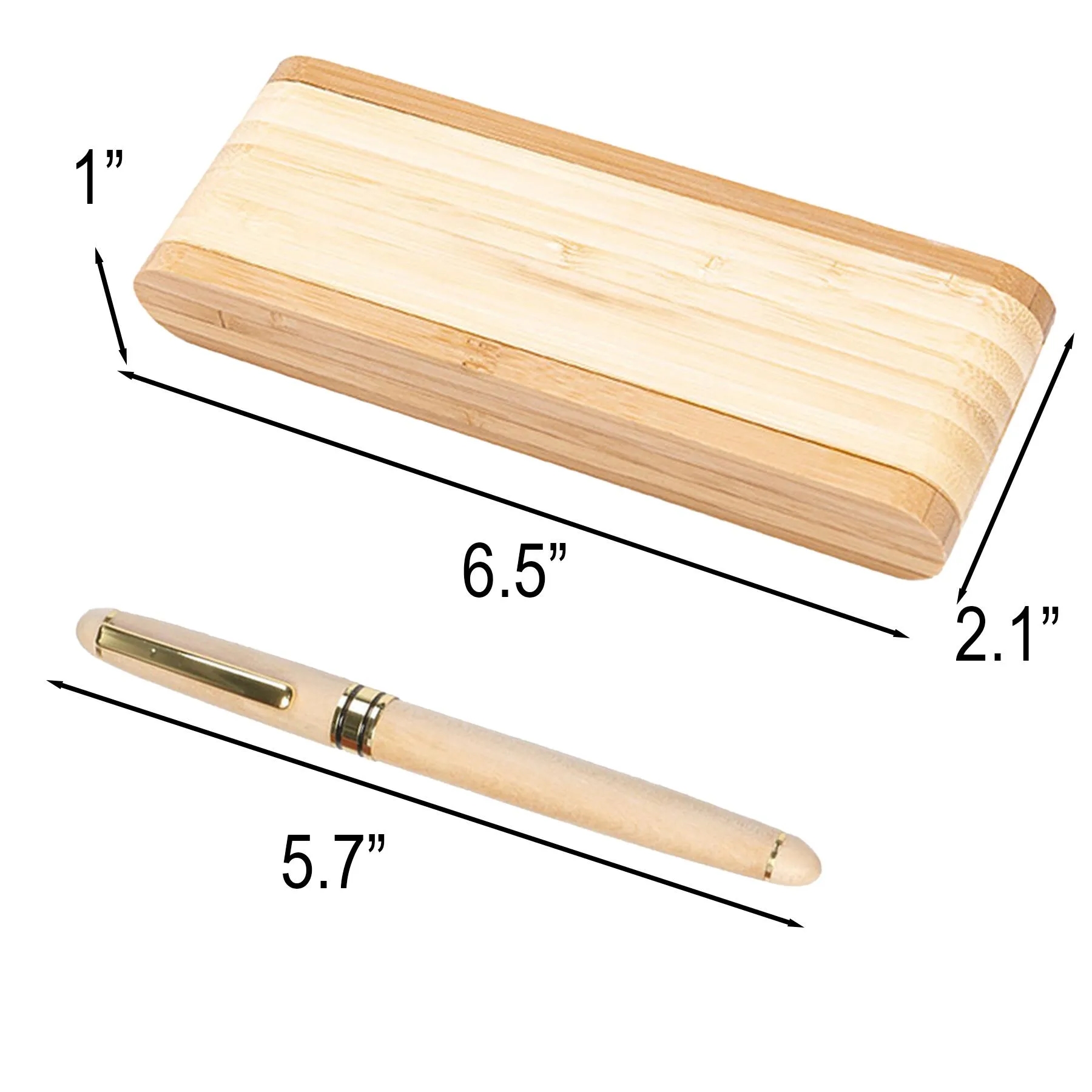 Natural Bamboo Ballpoint Pen Set With Swivel Wood Case - Image 2