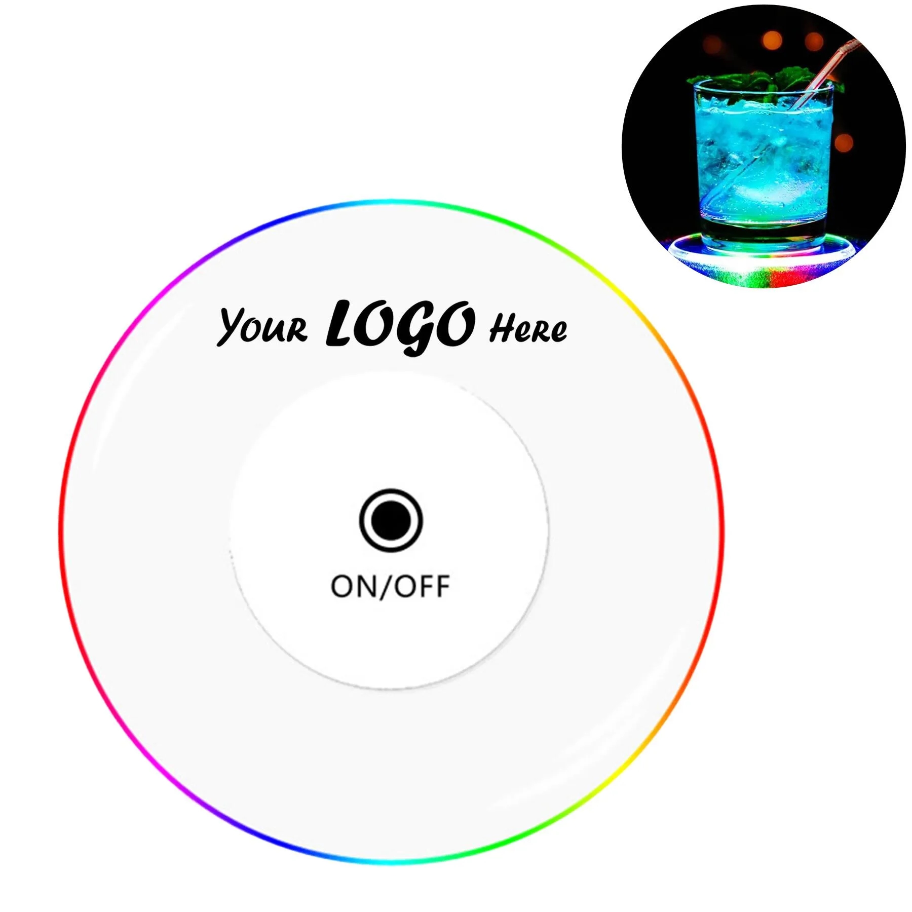 Clear LED Light Up Coaster For Bar And Party Drinks