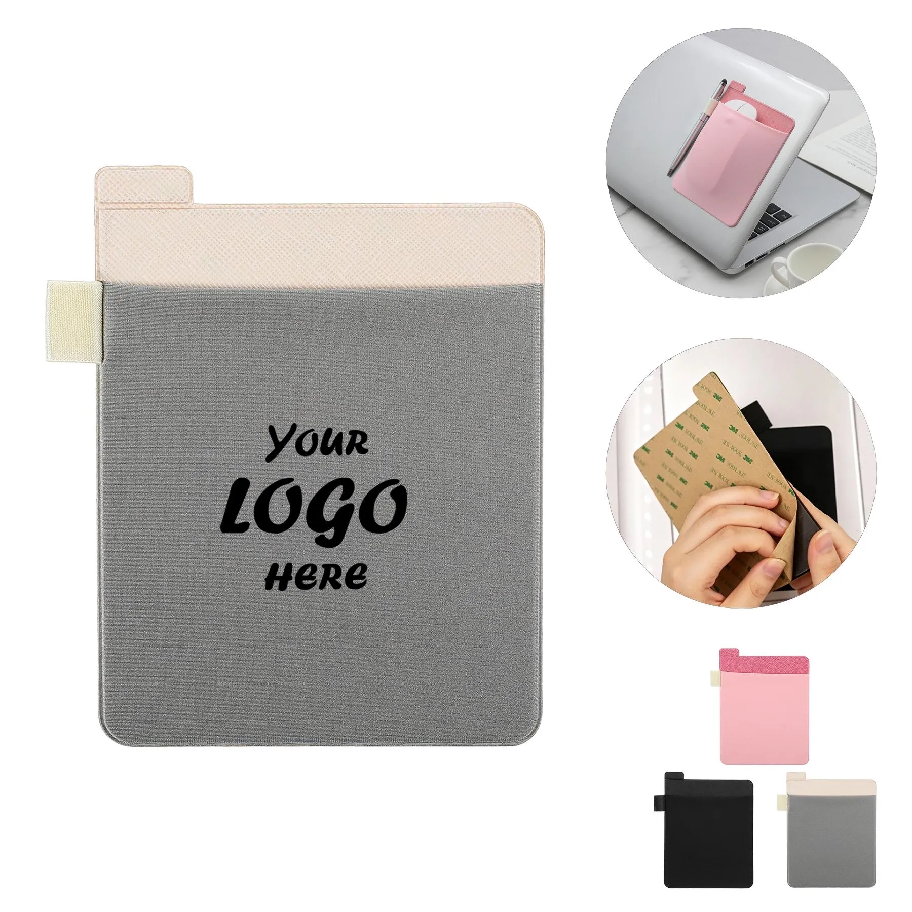 Stretch Fabric Adhesive Laptop Back Storage Pouch Bag
