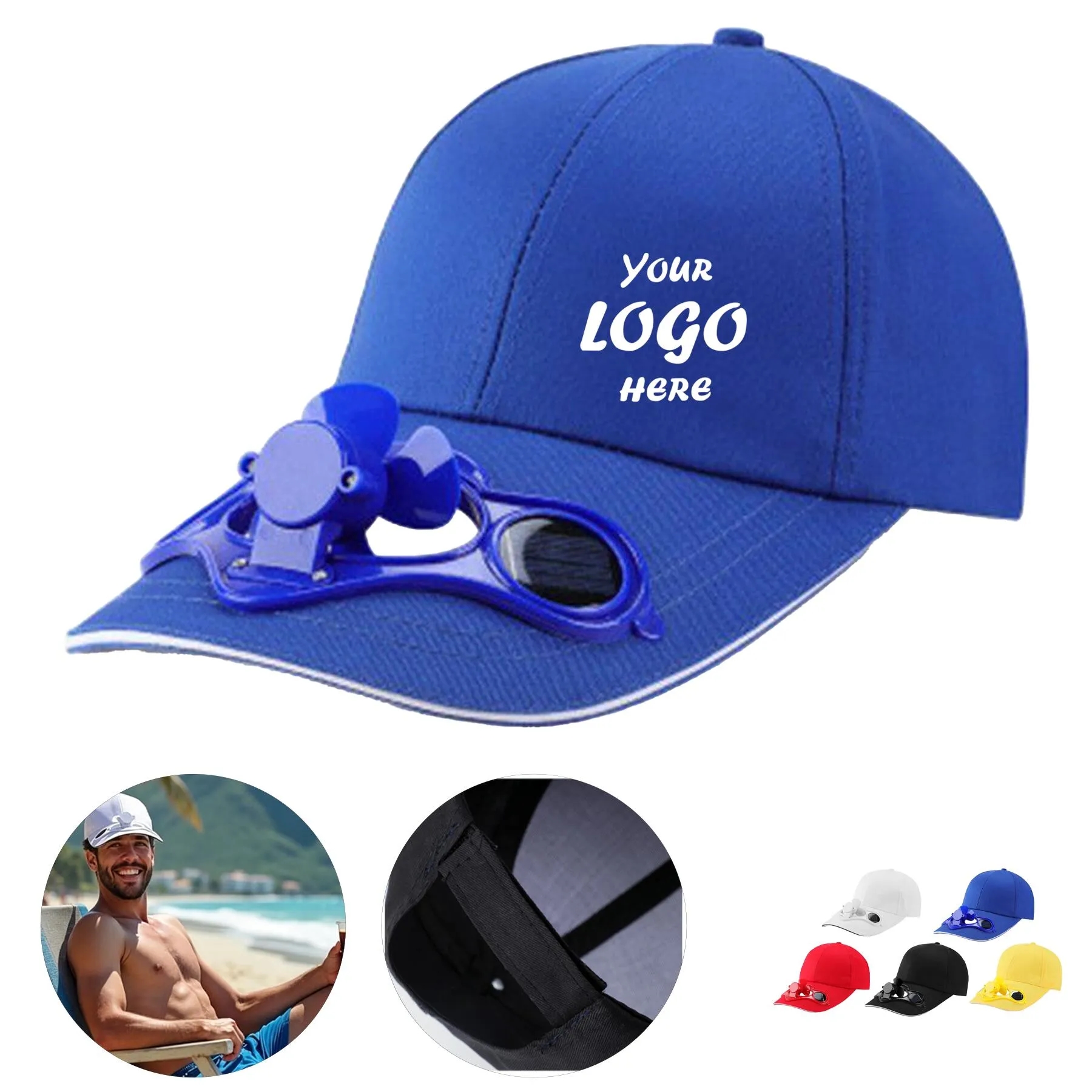 Solar Powered Outdoor Fan Cap For Summer Cooling Use