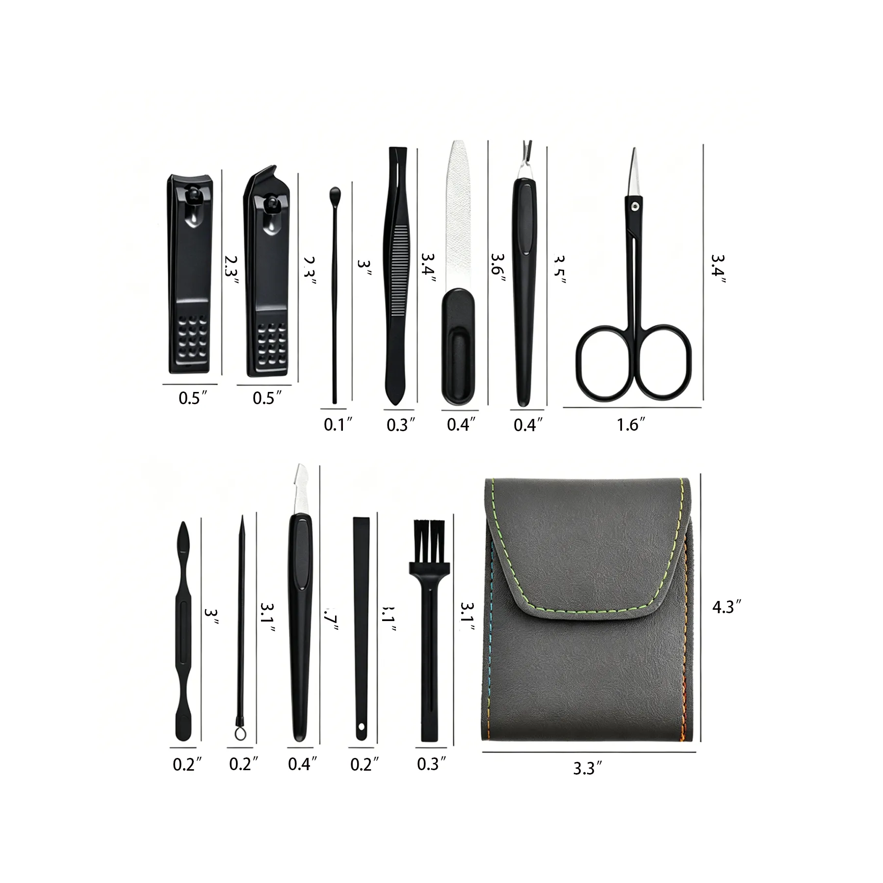 Portable 12 Piece Manicure Pedicure Travel Kit Nail Clipper - Image 2