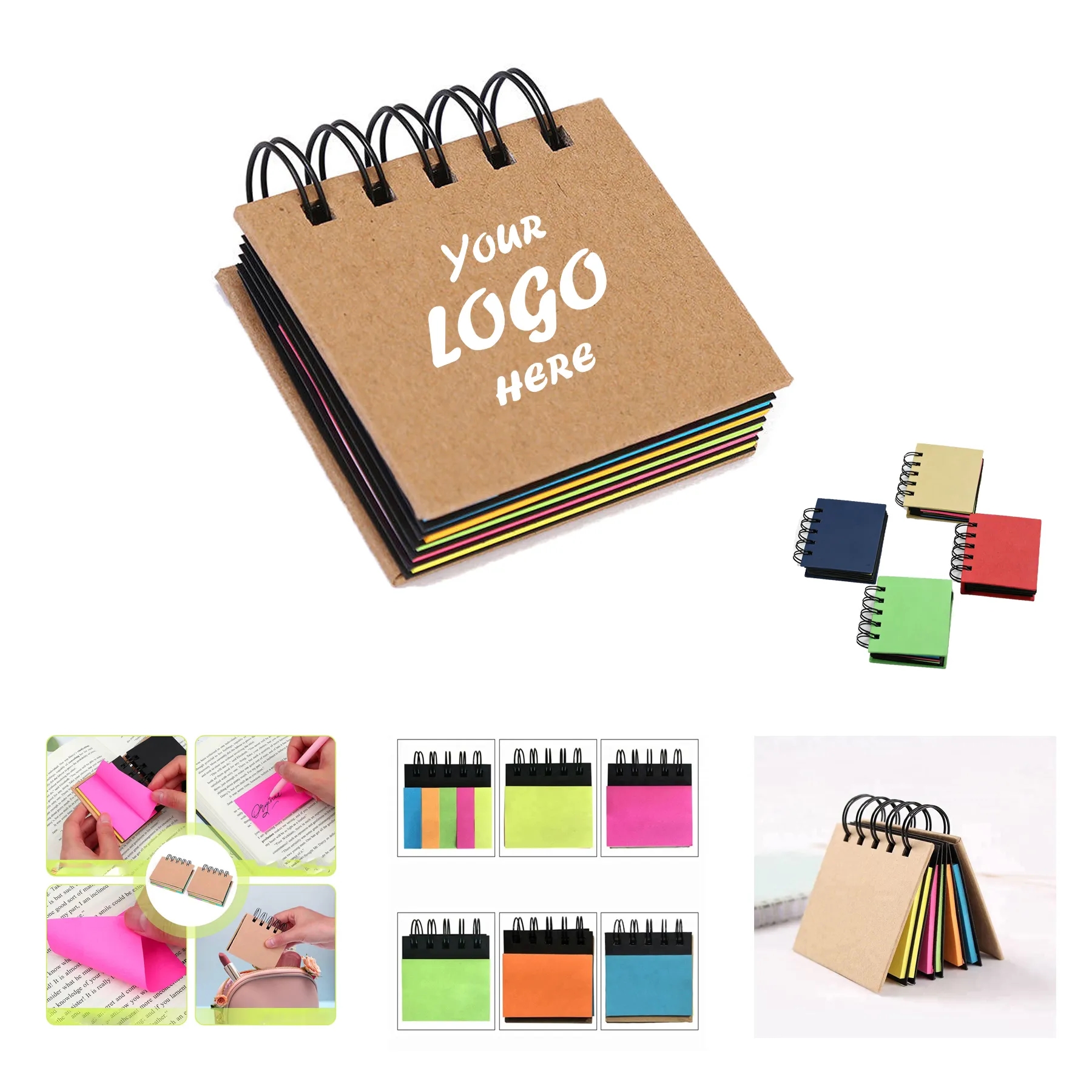 Compact Spiral Pocket Sticky Notes With Pen And Tabs