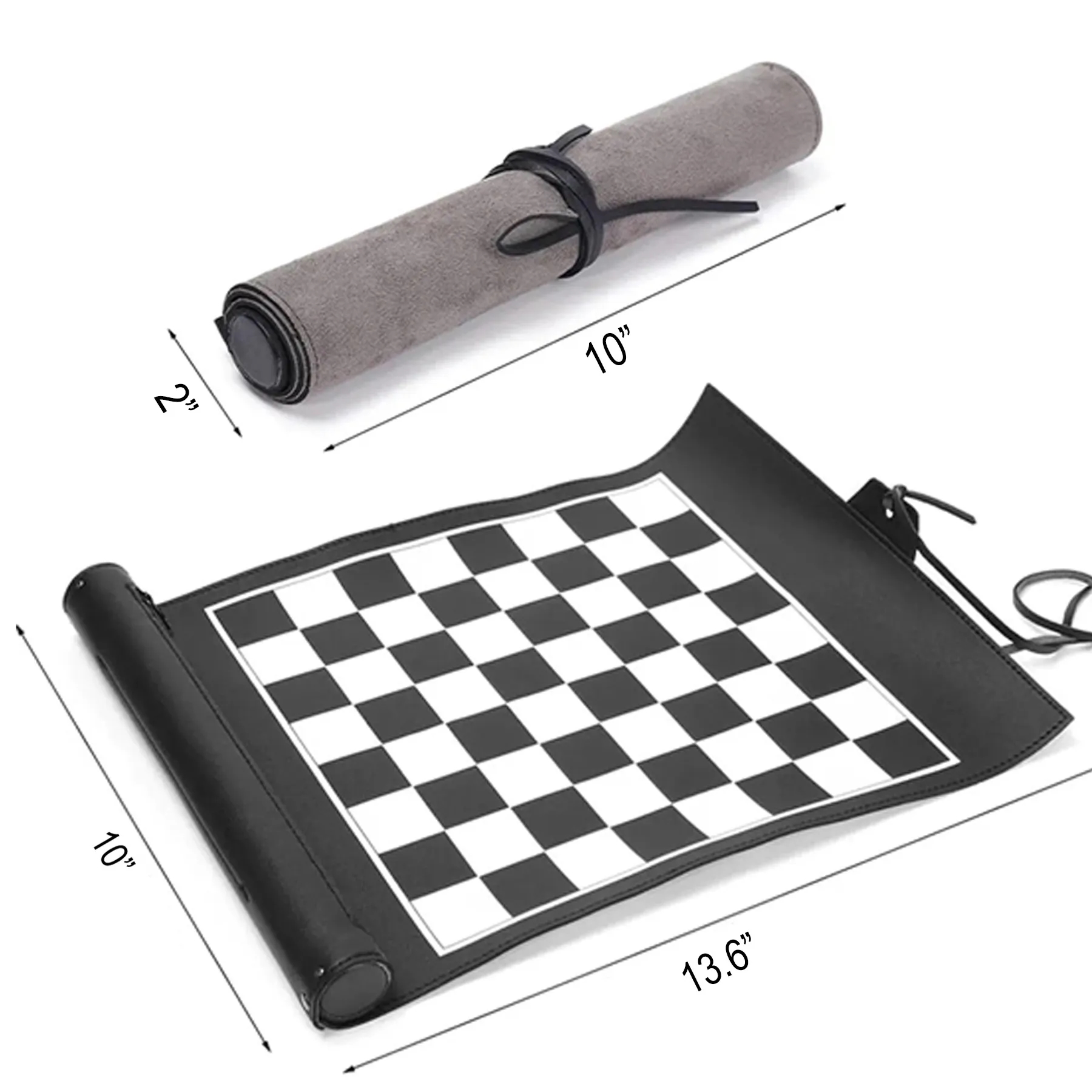 Roll-Up Travel Chess Board Game Set With Carry Case - Image 2