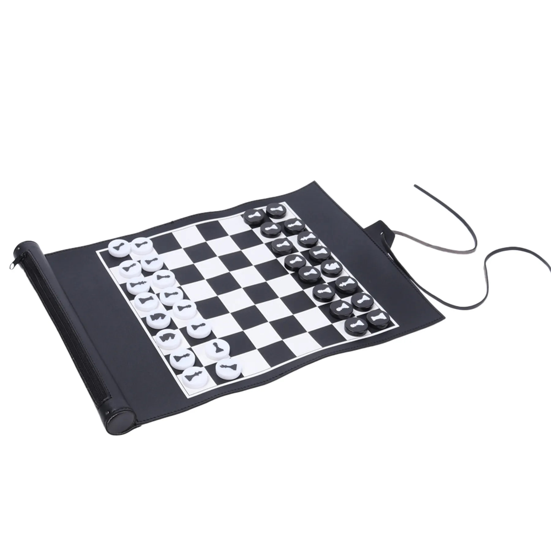 Roll-Up Travel Chess Board Game Set With Carry Case - Image 3
