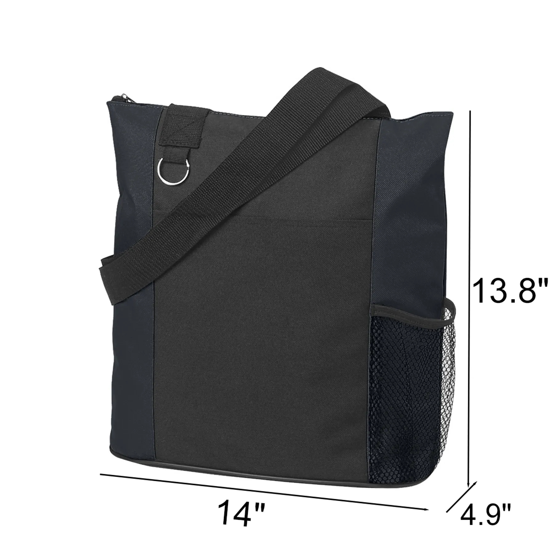 Zippered Nylon Shopping Tote Bag With Mesh Bottle Pocket - Image 2