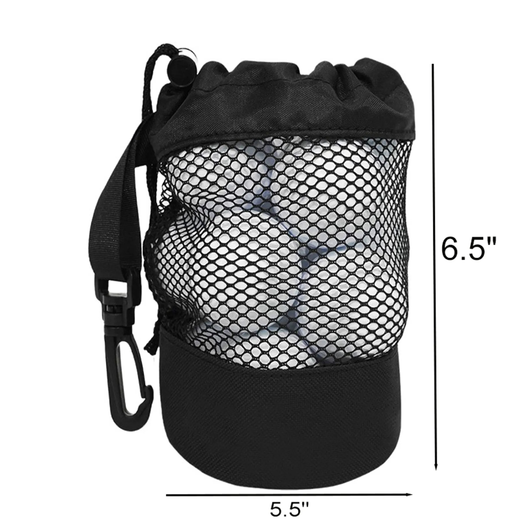 Mesh Golf Ball Drawstring Carry Bag With Buckle Clip - Image 2