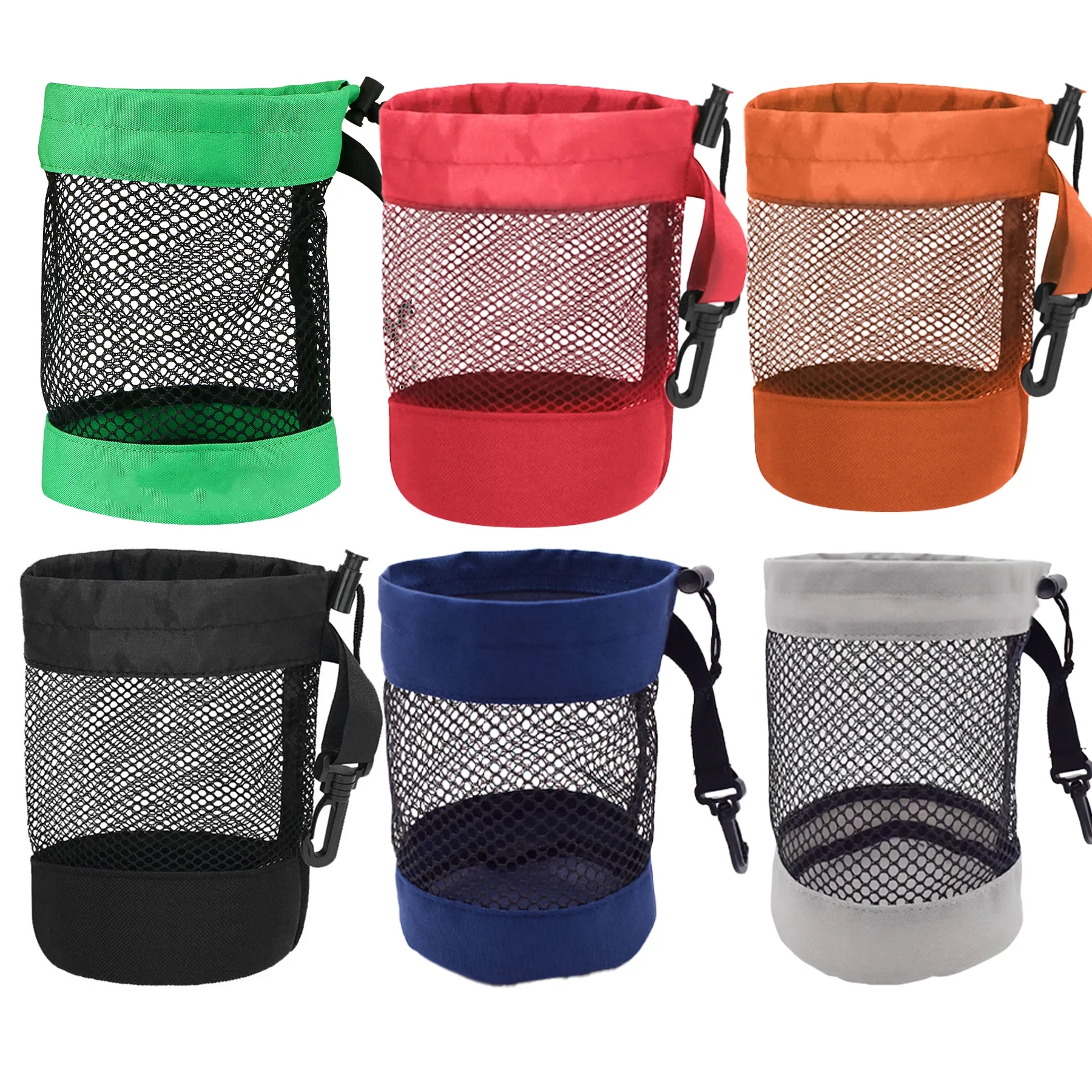 Mesh Golf Ball Drawstring Carry Bag With Buckle Clip - Image 3
