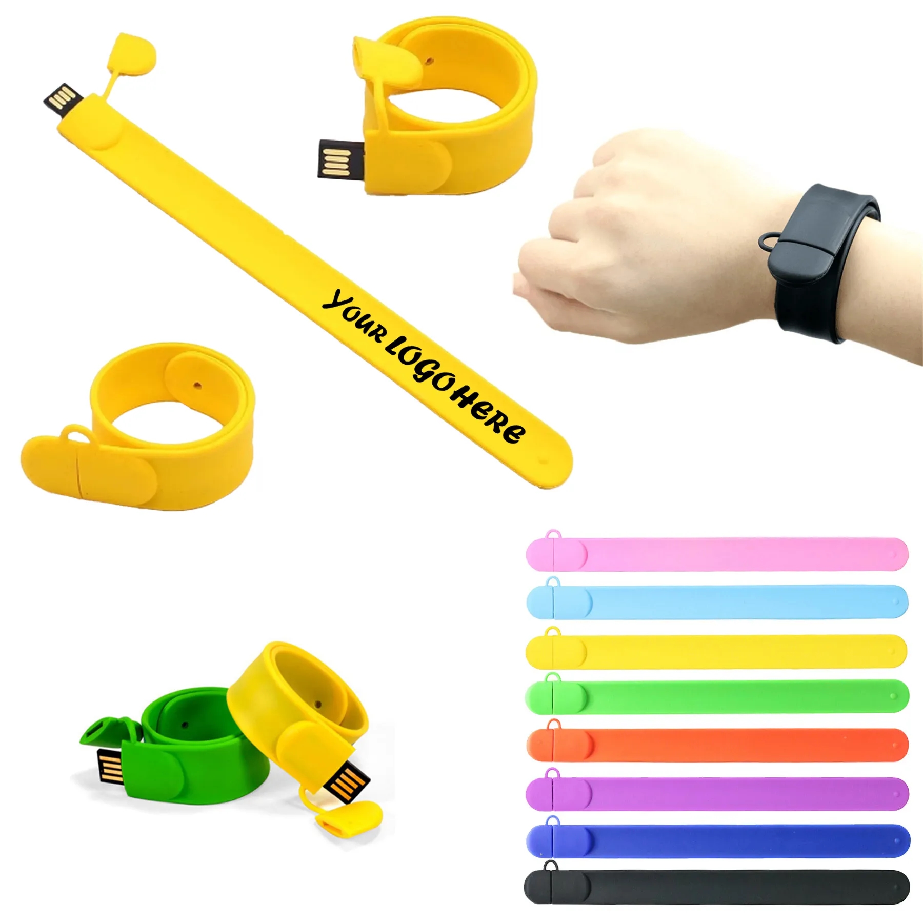 Silicone Slap Bracelet USB Flash Drive With 4GB Memory