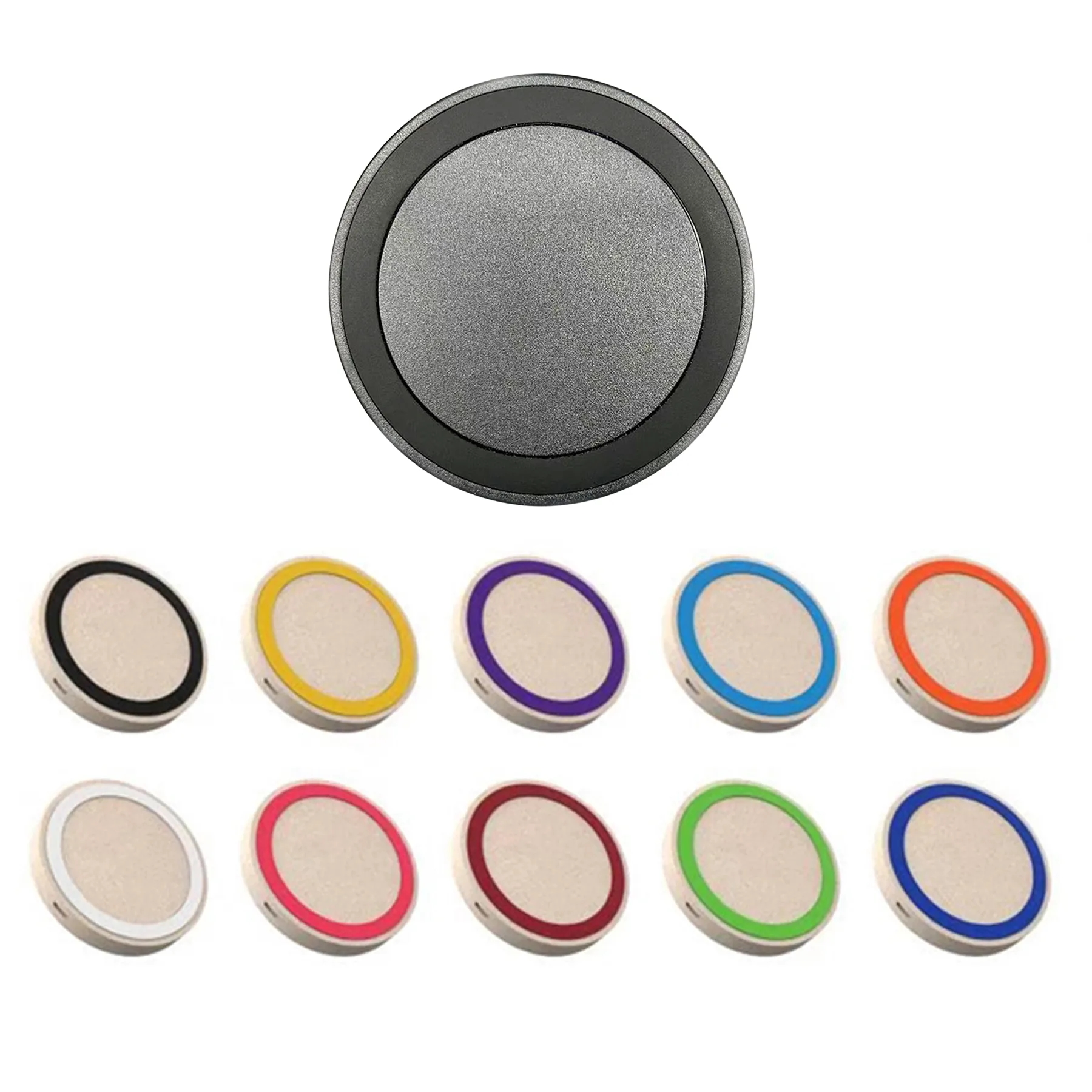 10W Wheat Straw Wireless Charger Pad With USB Cable - Image 3