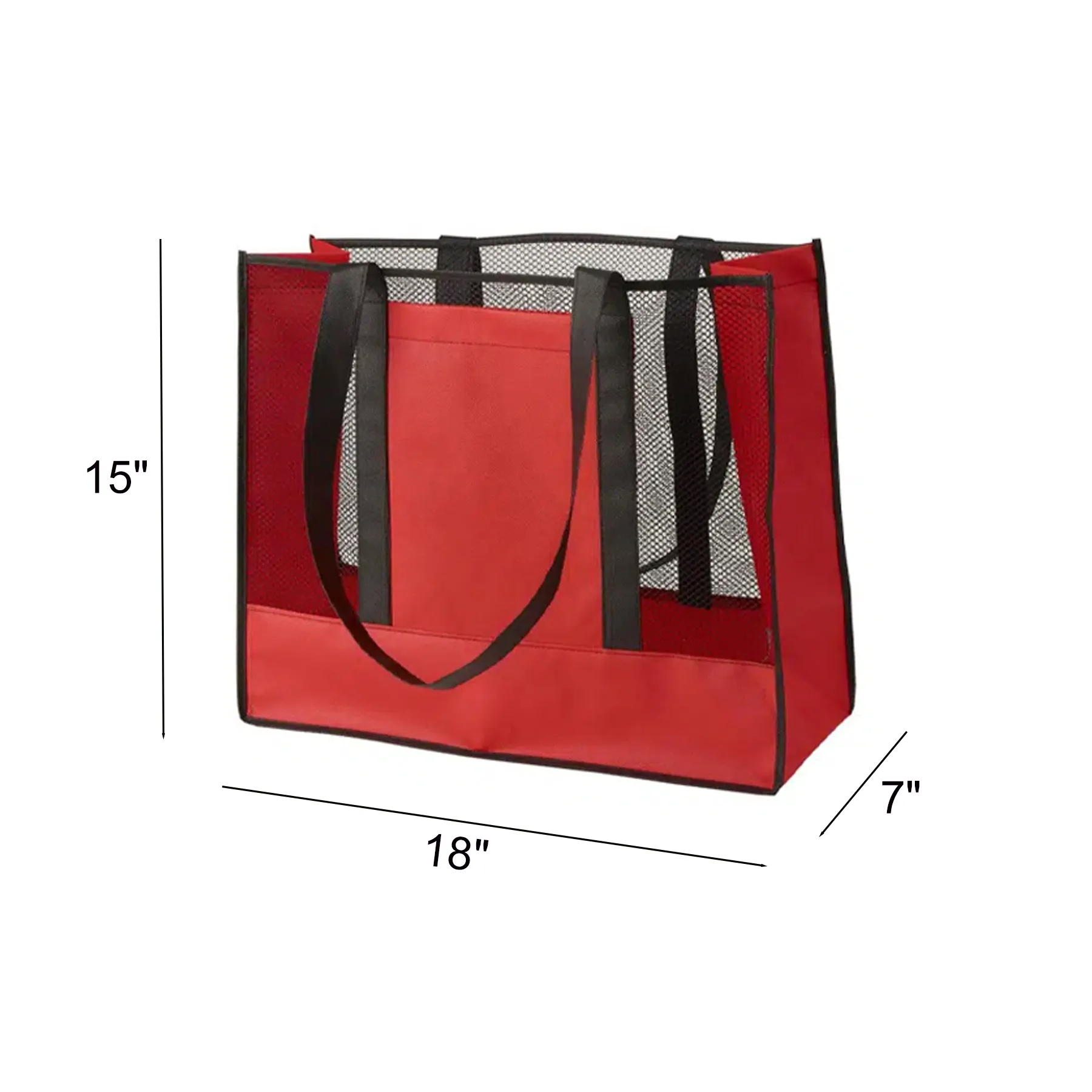 Breathable Non-Woven Mesh Beach Tote Bag With Pockets - Image 2