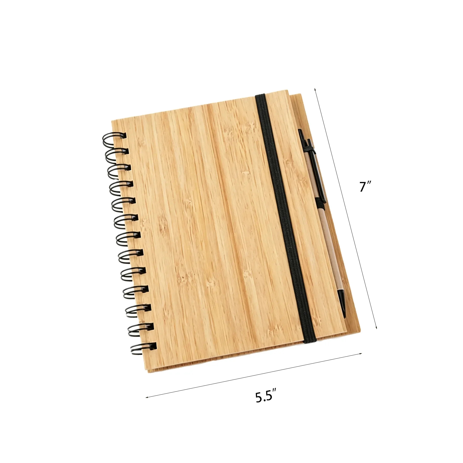 Bamboo Spiral Journal Notebook With Matching Ballpoint Pen - Image 3