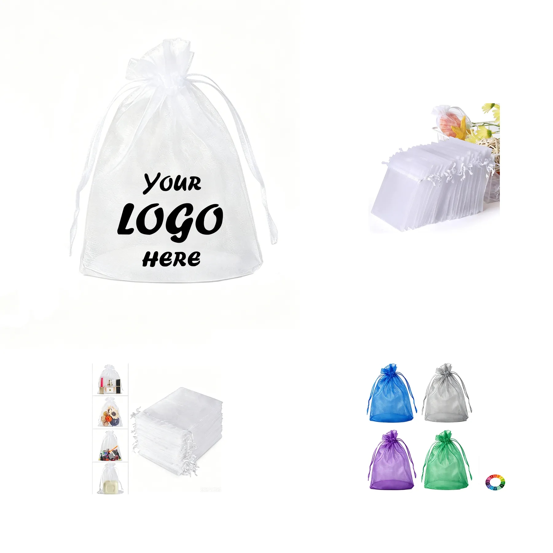 Sheer Organza Drawstring Gift Bag For Jewelry Favors