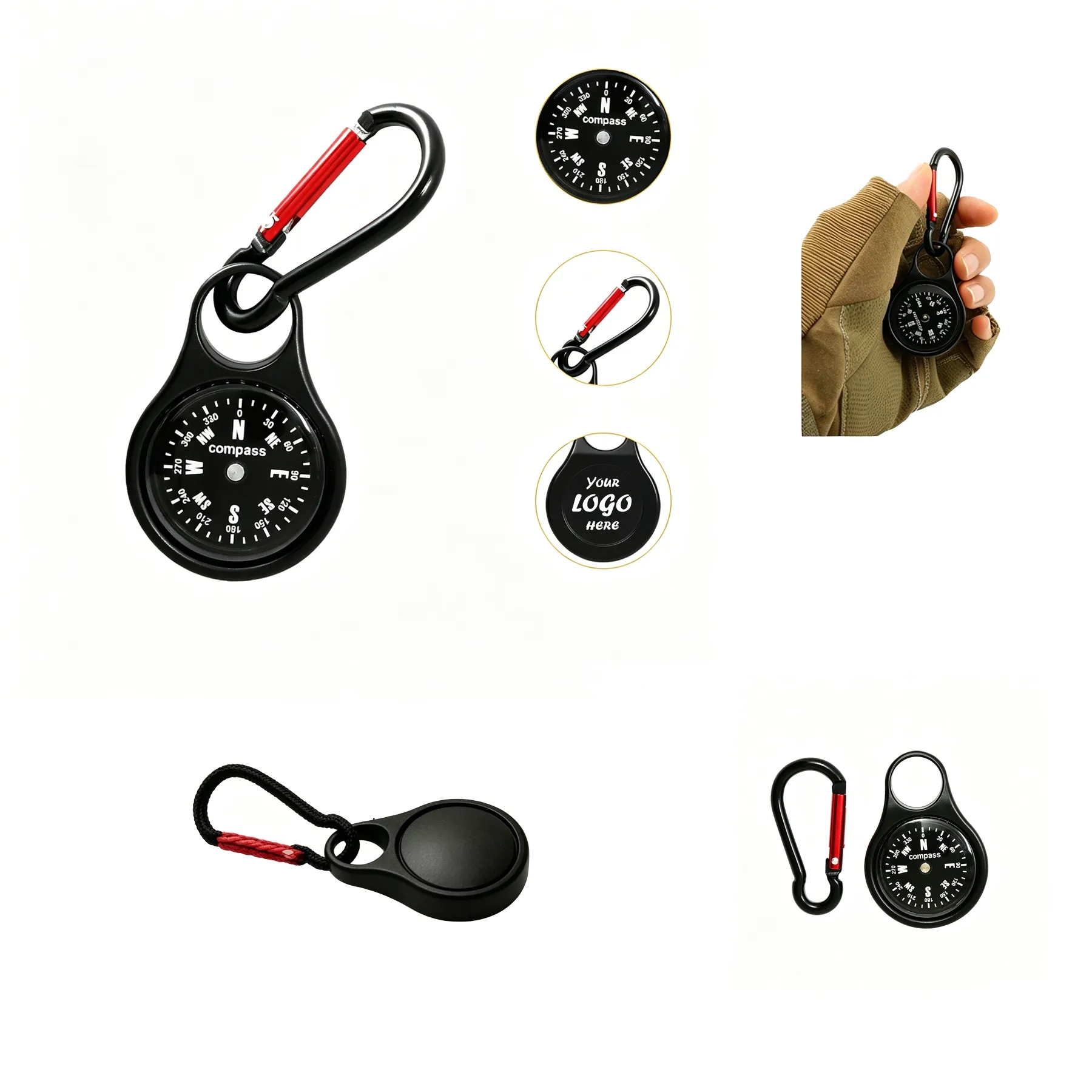 Mini Keychain Compass With Carabiner For Outdoor Kits