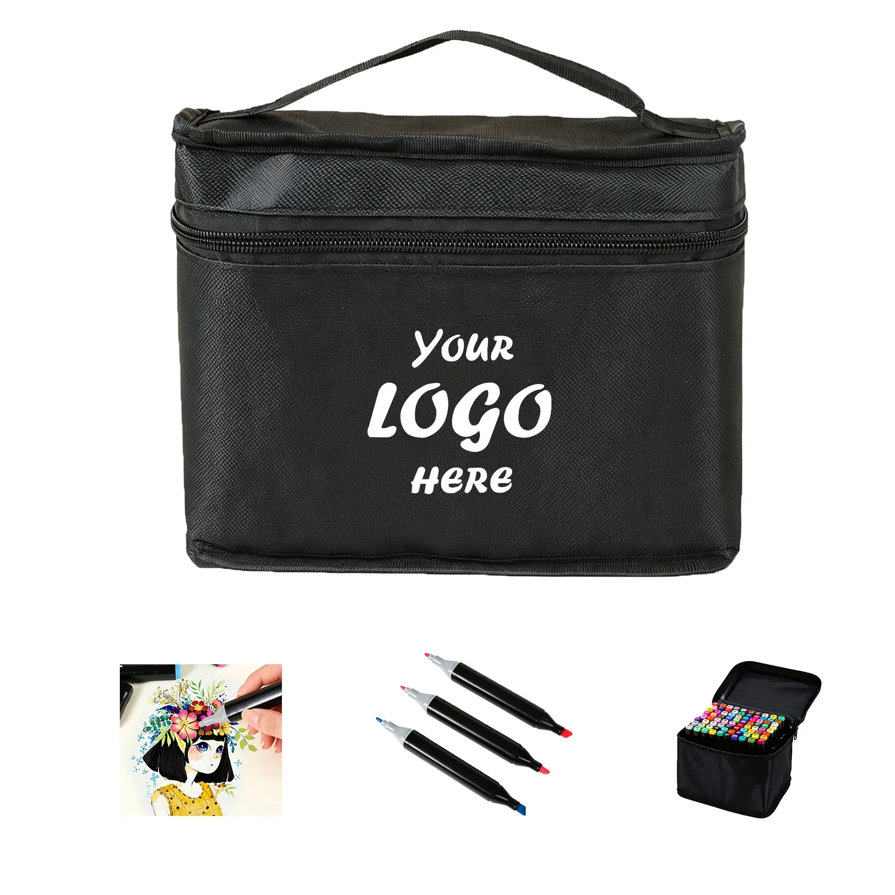 Dual-Tip Custom Color Marker Set With Carrying Case