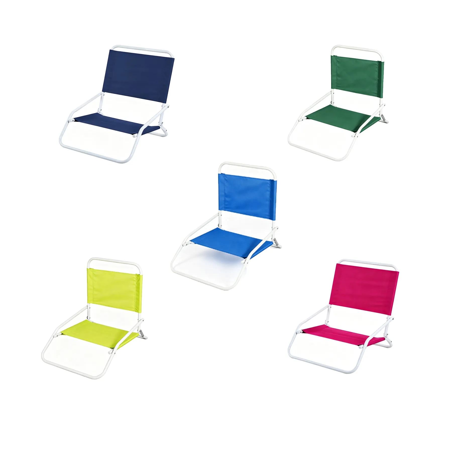 One Position Folding Beach Chair With Steel Frame Seat - Image 3