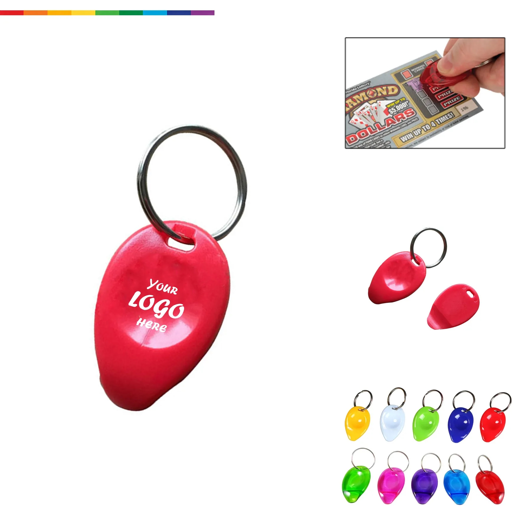 Plastic Lottery Scraper Key Tag For Casino Counters