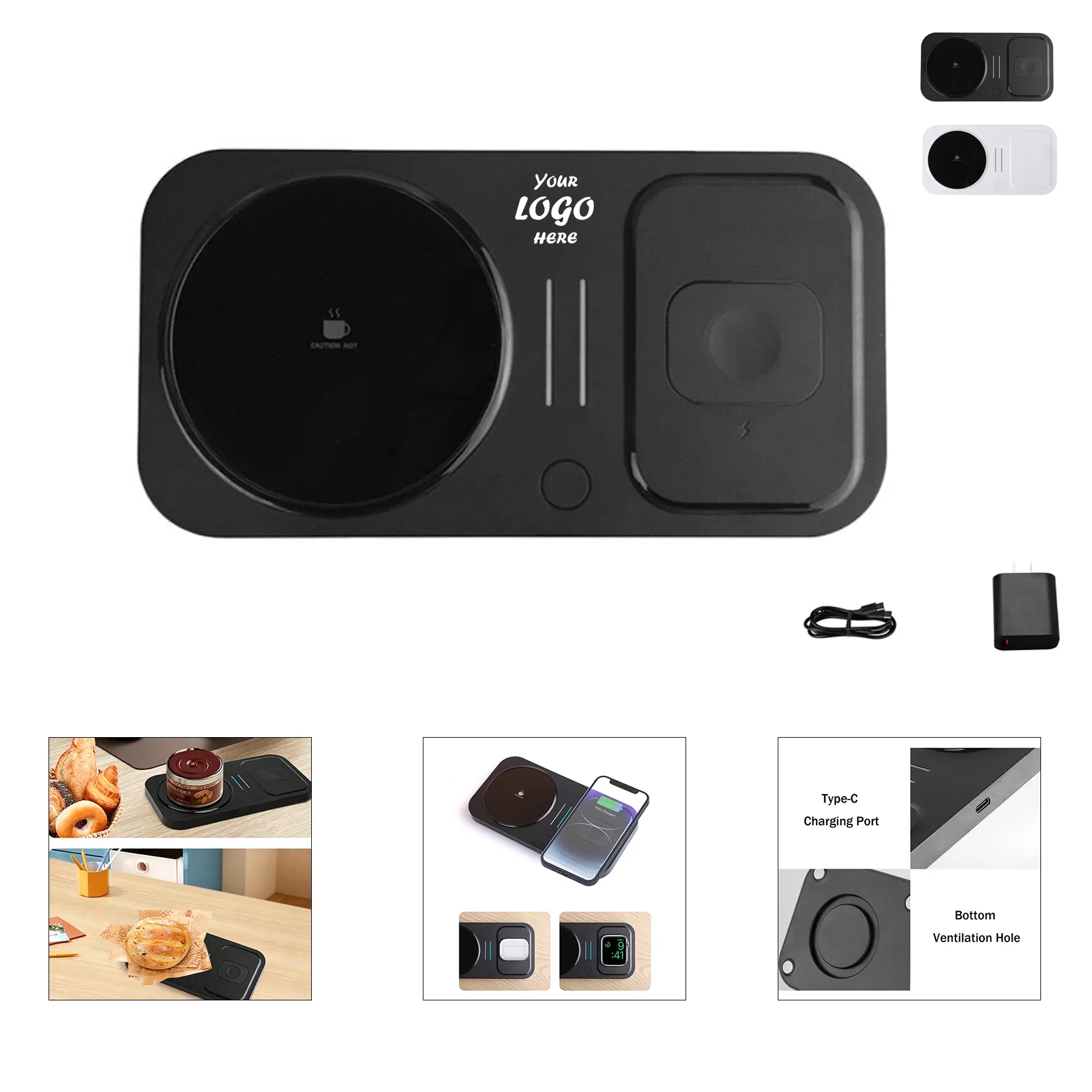 Four In One Wireless Charging Mug Warmer Desk Pad