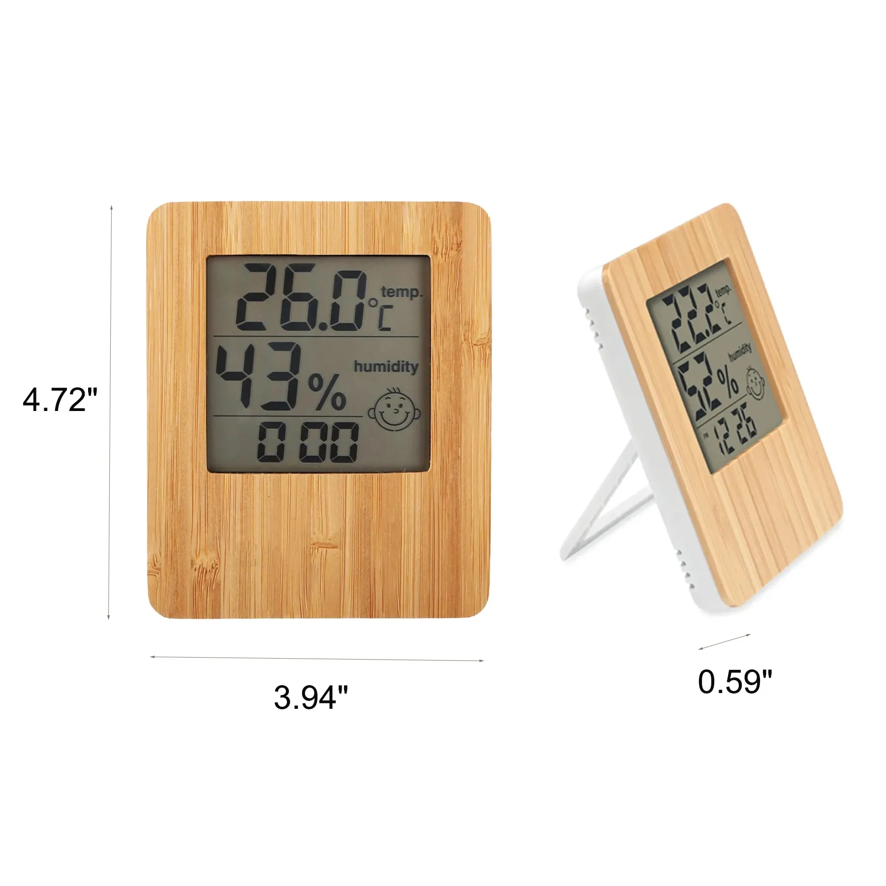 Bamboo Thermometer Hygrometer Clock For Room Comfort - Image 2