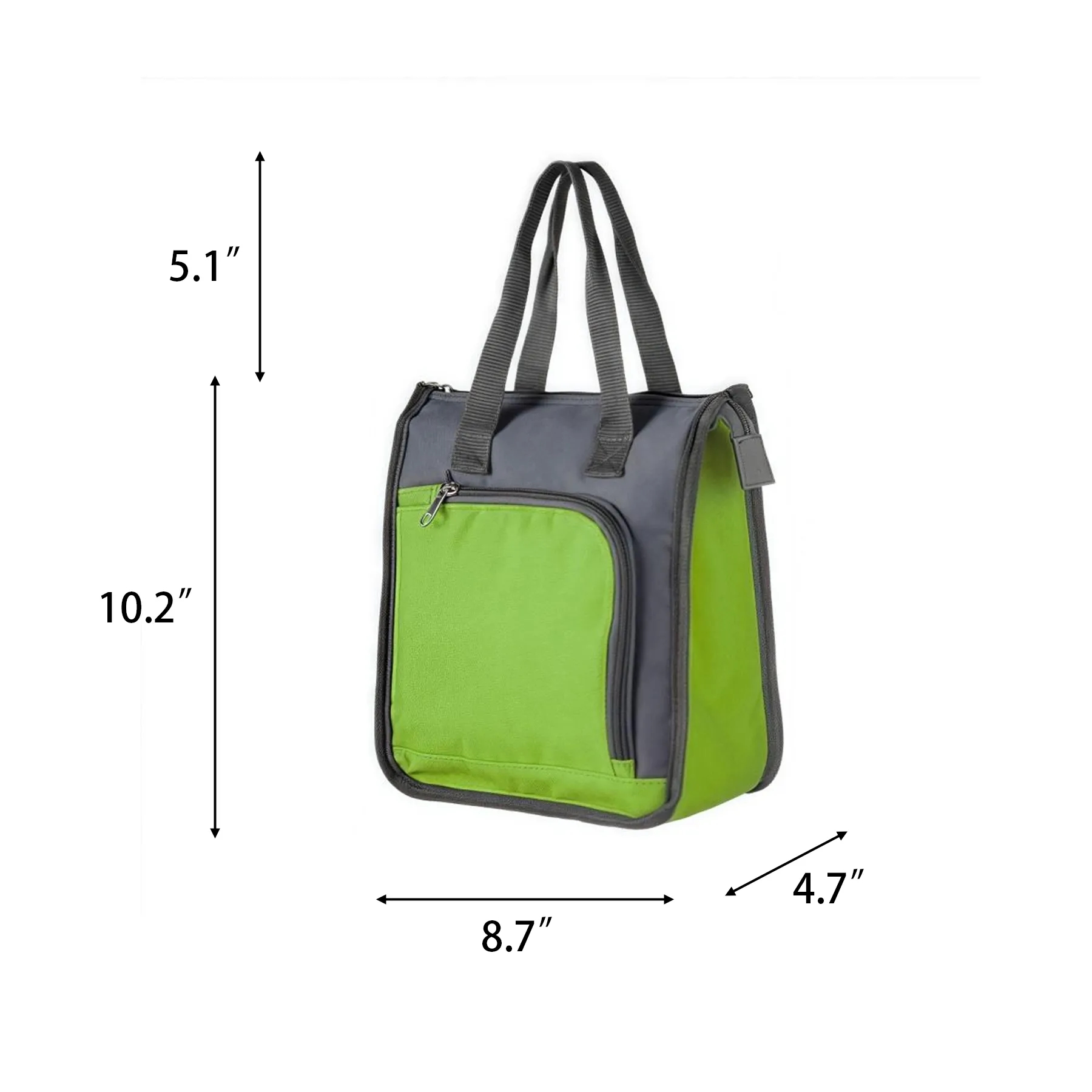 Insulated Lunch Cooler Tote Bag With Front Zipper Pocket - Image 2