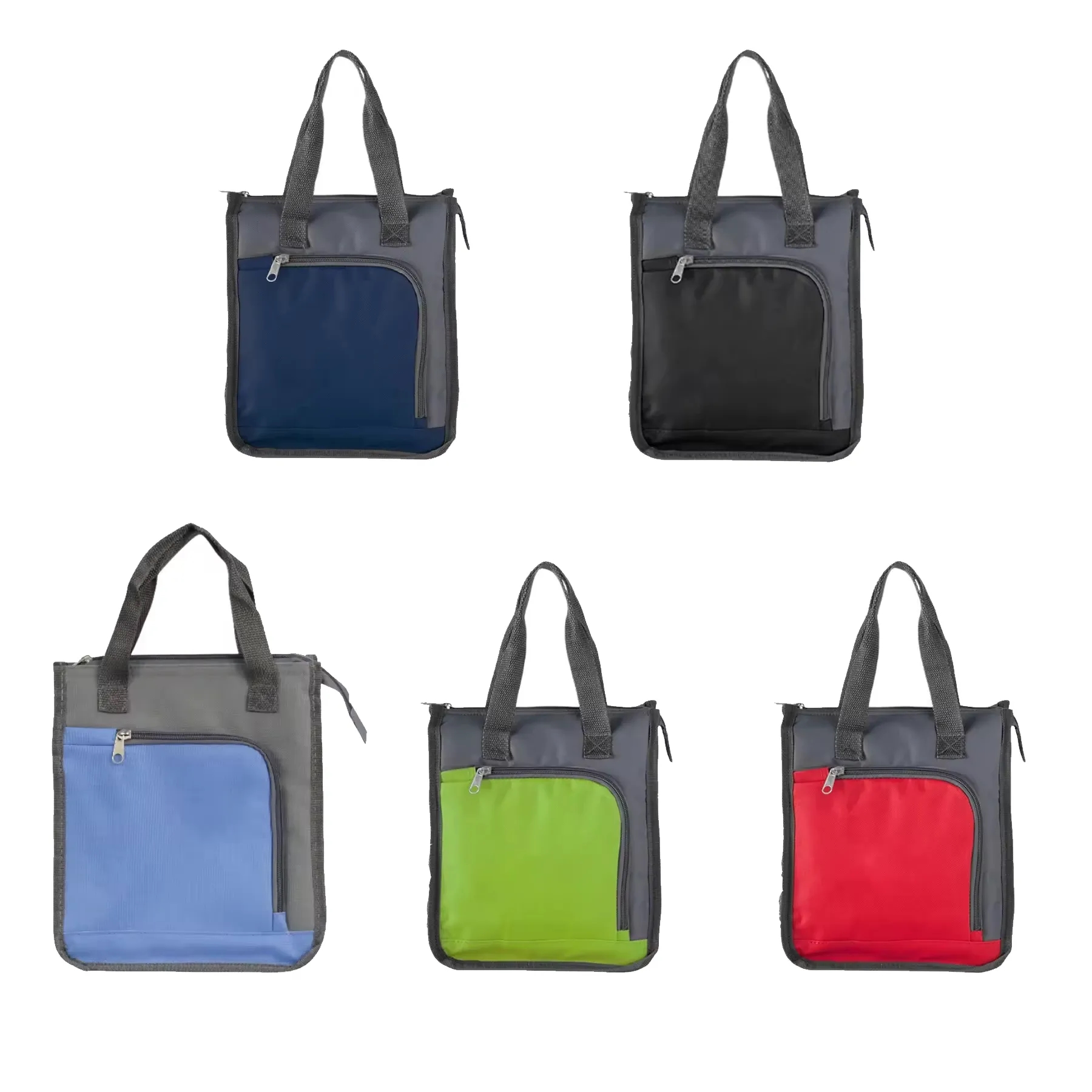 Insulated Lunch Cooler Tote Bag With Front Zipper Pocket - Image 3