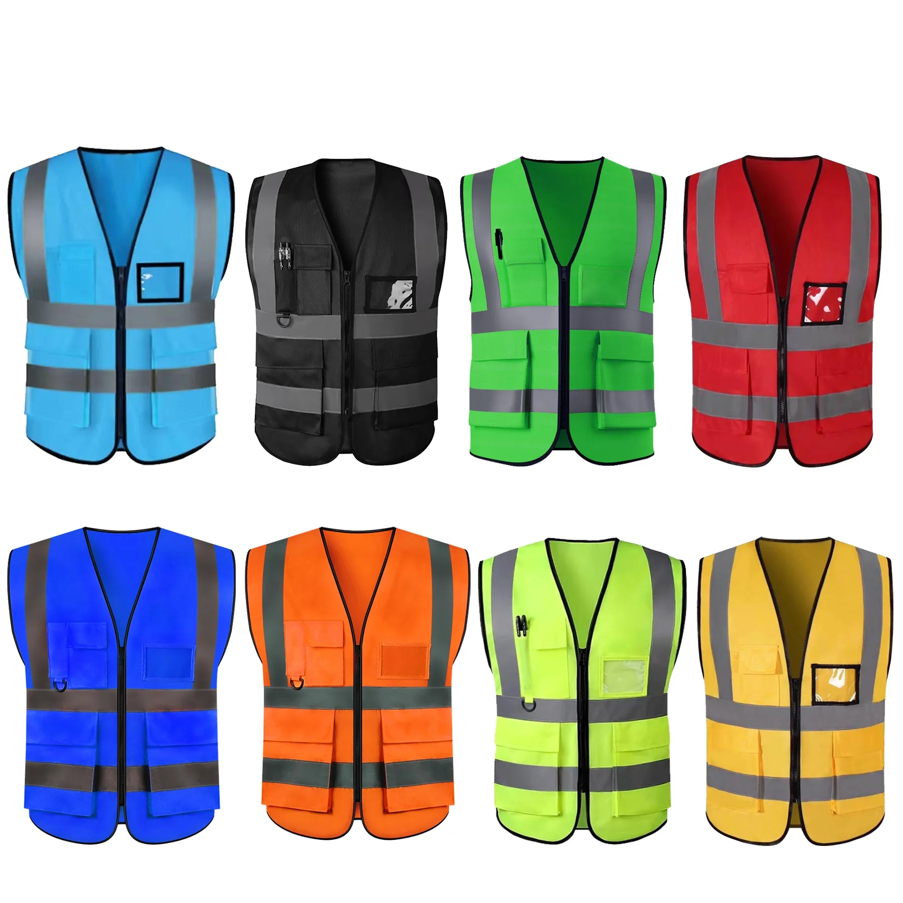 Reflective Safety Vest With Zipper And Storage Pouch - Image 3