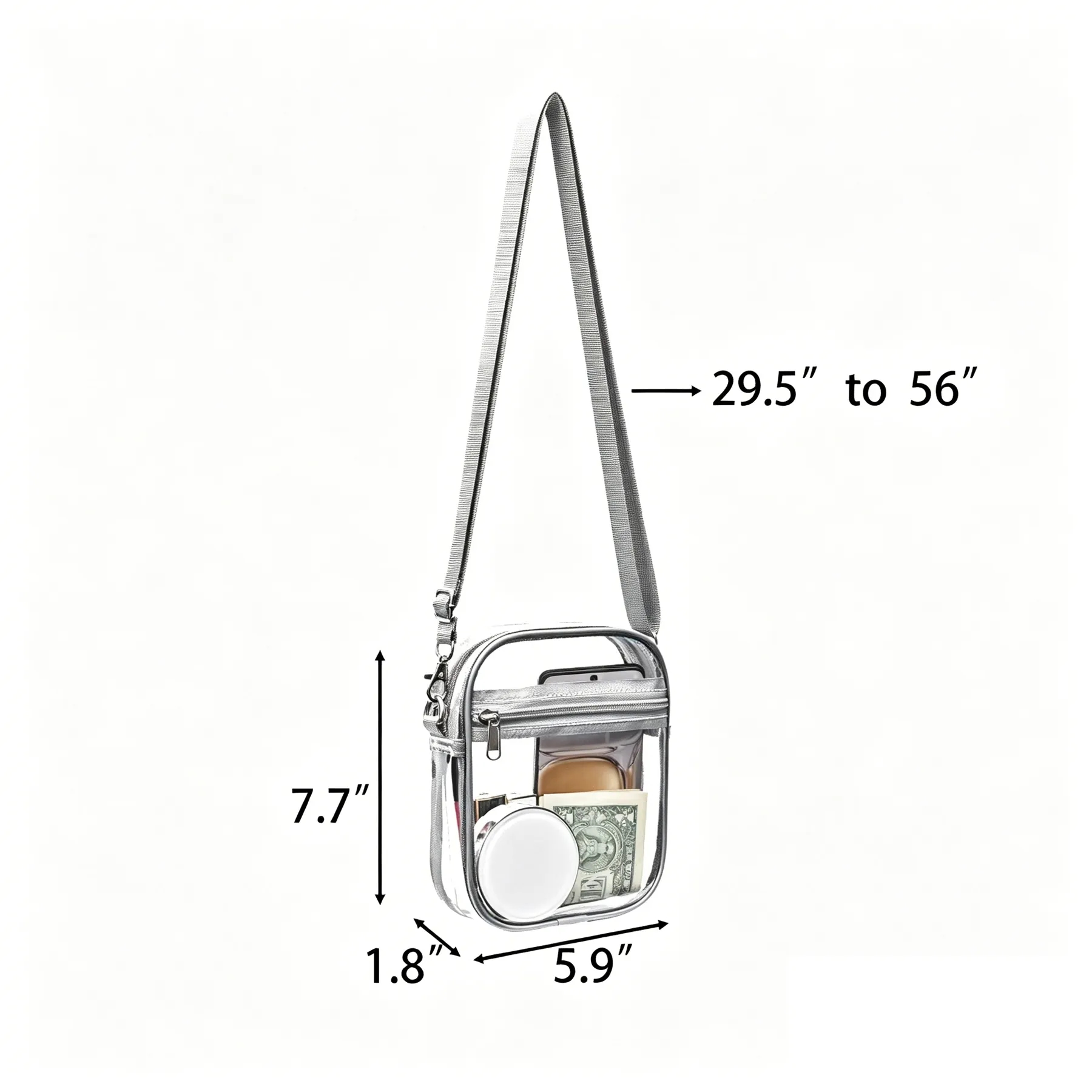 Clear PVC Stadium Crossbody Bag With Shoulder Strap - Image 2
